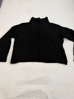 Anthropologie Black Ribbed Cozy Turtleneck Sweater